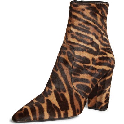 Prada Tiger Genuine Calf Hair Pointy Toe Bootie - Brown