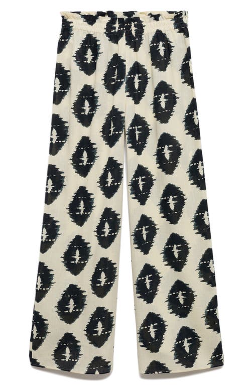 Mango Wideleg Printed Trousers Ecru In Ecru