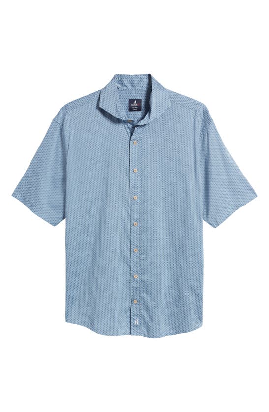 Shop Johnnie-o Stinson Geo Print Short Sleeve Button-up Shirt In Laguna Blue