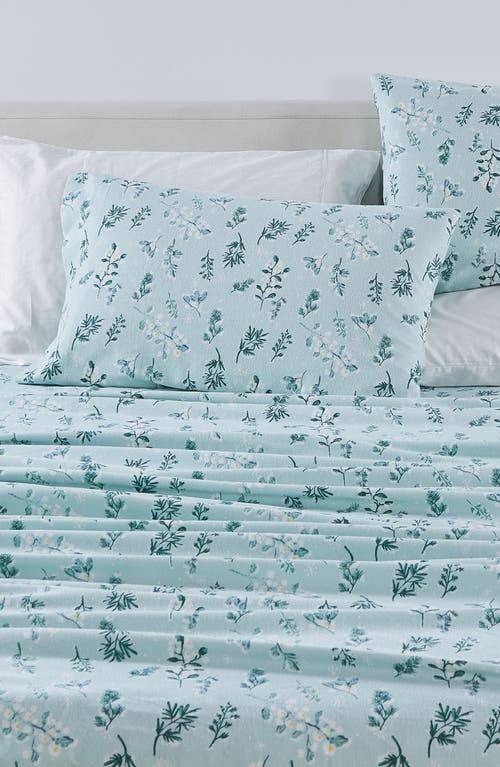 Woven & Weft Floral Print Cotton Flannel Sheet Set In Snowy Botanical