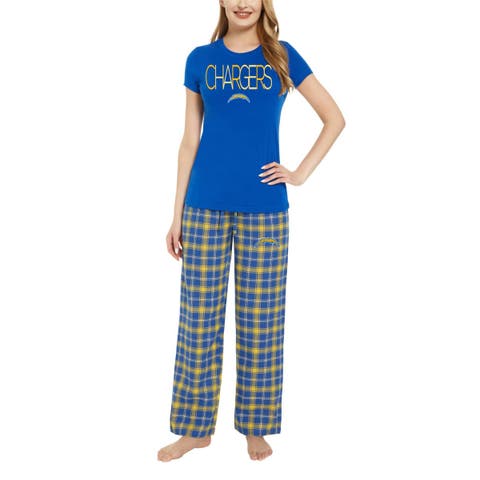 Women's Concepts Sport Powder Blue/Gold Los Angeles Chargers Arctic T-Shirt & Flannel Pants Sleep Set