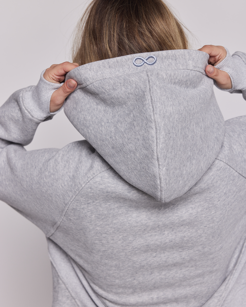 Shop Rebody Active Effortless Fleece Full Zip Hoodie In Heather Grey