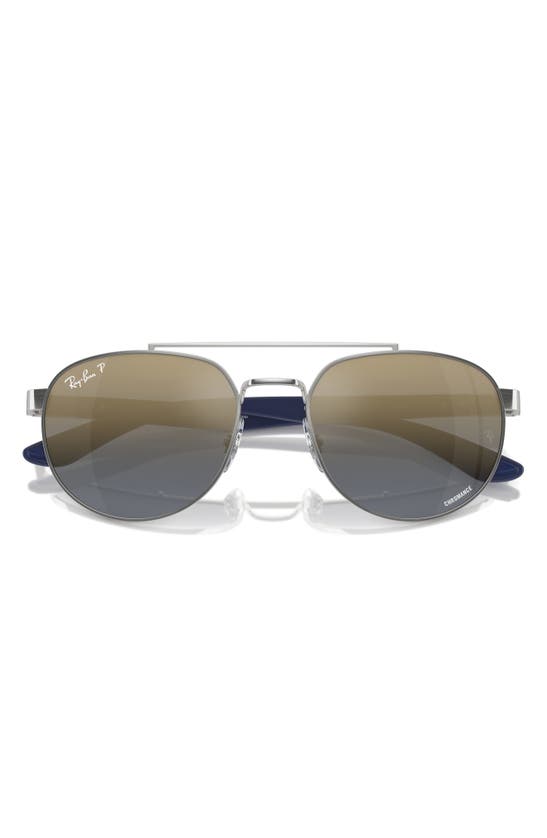 Shop Ray Ban Ray-ban 56mm Polarized Irregular Sunglasses In Silver