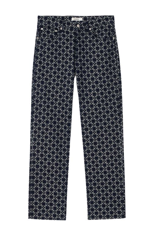 Shop Sandro Square Cross Straight-leg Jeans In Navy Blue