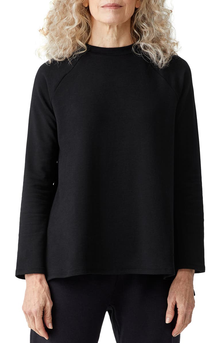 EILEEN FISHER Raglan Crewneck Top, Main, color, BLACK