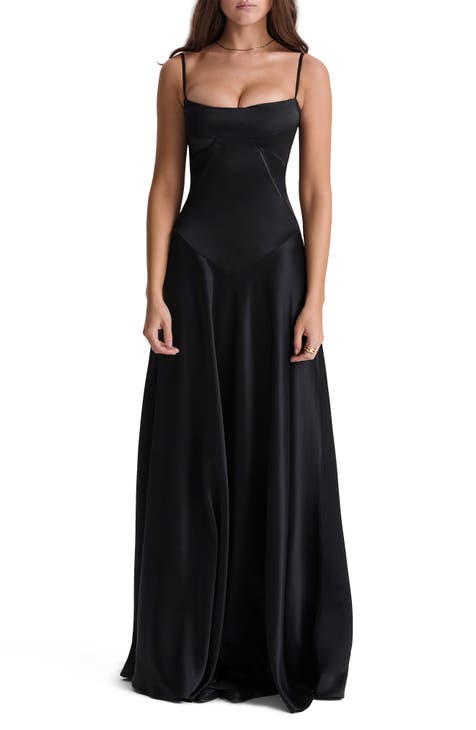 Anabella Lace-Up Satin Gown