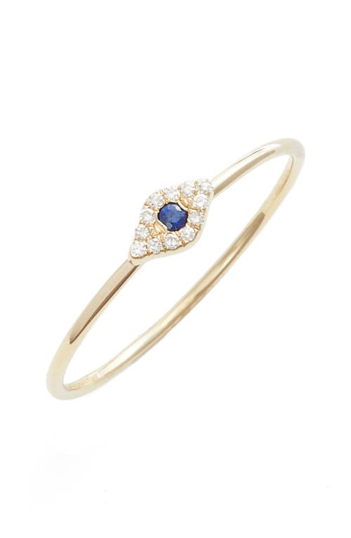 Ef Collection Evil Eye Diamond & Sapphire Stack Ring In Yellow Gold/sapphire