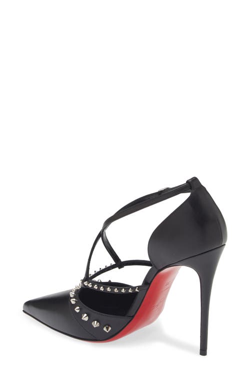 Shop Christian Louboutin Tatooshka Spike Pointed Toe Pump In Black/sv/lin Black