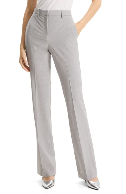 Theory Stretch Wool Trousers in Light Grey Melange at Nordstrom, Size 0