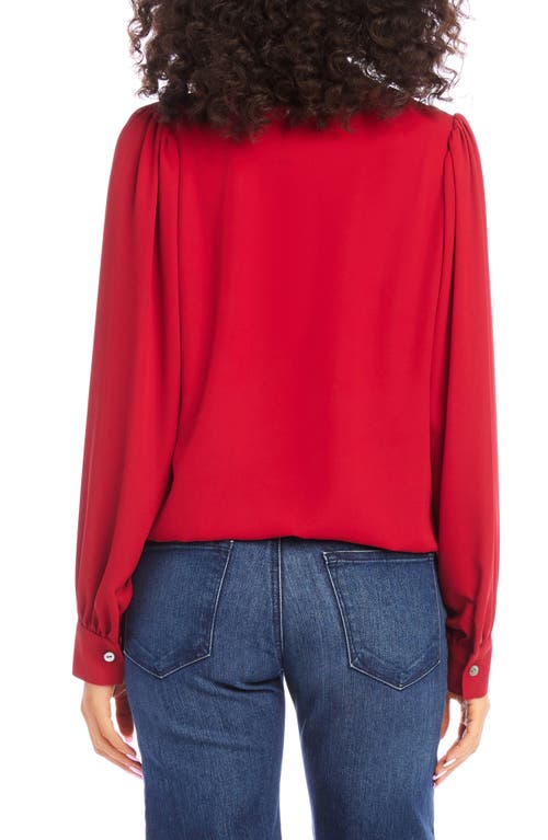 Shop Karen Kane Puff Sleeve V-neck Crepe Top In Red