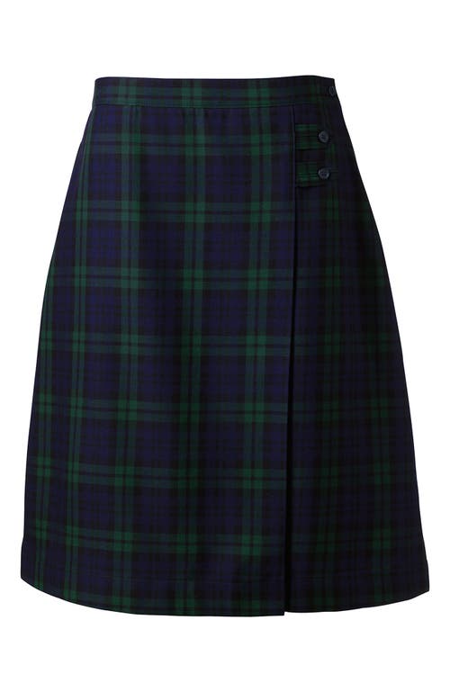 Lands' End School Uniform Young Plaid A-line Skirt Below The Knee In Classic Navy/evergreen Plaid