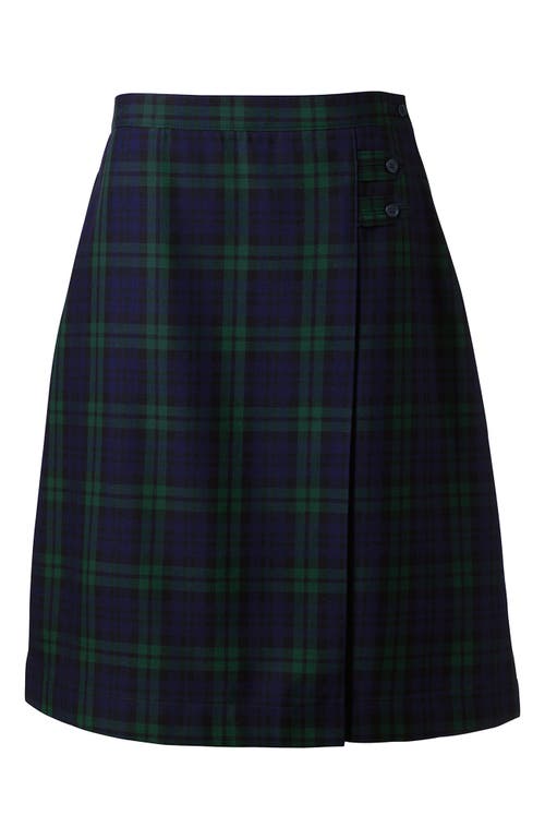 Shop Lands' End School Uniform Young  Plaid A-line Skirt Below The Knee In Classic Navy/evergreen Plaid