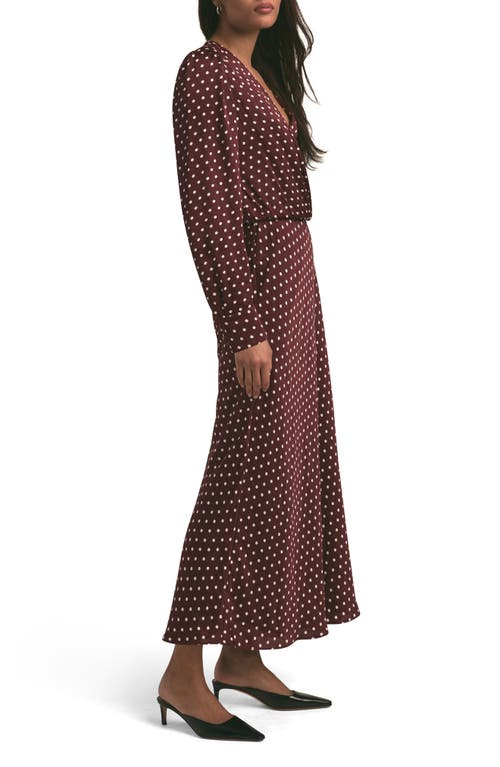 Shop Favorite Daughter The Nita Long Sleeve Satin Maxi Dress In Sangria Ditsy Dot