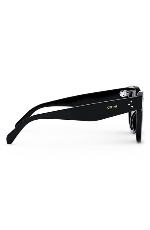 Celine Rectangular Sunglasses In Shiny Black/gradient Smoke
