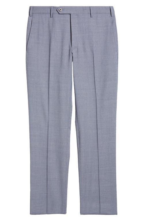 Shop Zanella Parker Flat Front Stretch Wool Mini Check Dress Pants In Blue