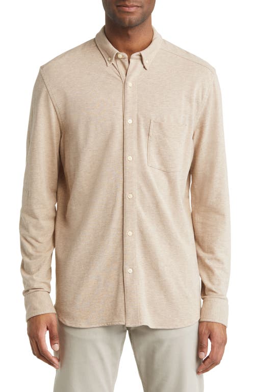 Johnston & Murphy XC Flex Birdseye Cotton Button-Down Shirt in Oatmeal