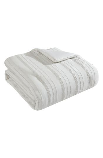 Tahari Mellie Stripe Cotton Comforter Set In White/grey