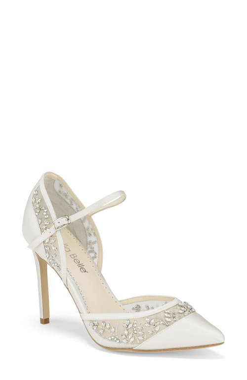 Bella Belle Emma Crystal Illusion Pointed Toe Pump in Ivory Mesh/Silk