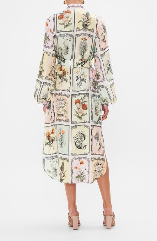 Shop Camilla Long Live Letterpress Long Sleeve Silk Midi Shirtdress