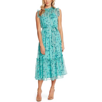 Cece Wisteria Vines Sleeveless Dress, Blue/green