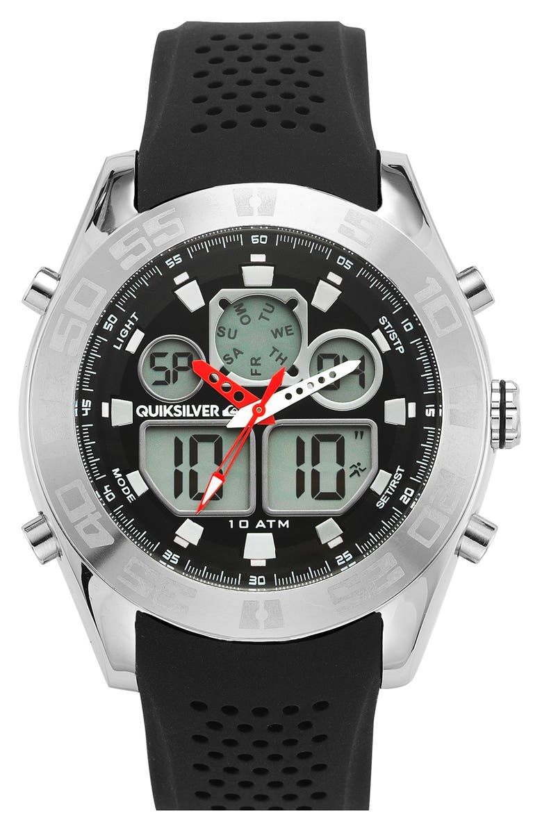 Quiksilver 'The Fifty50' Silicone Strap Watch, 48mm | Nordstrom
