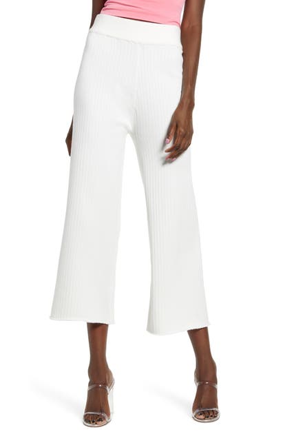 Click to view more detailed imagery on our partner's website English Factory Ribbed Knit Crop Wide Leg Pants In White