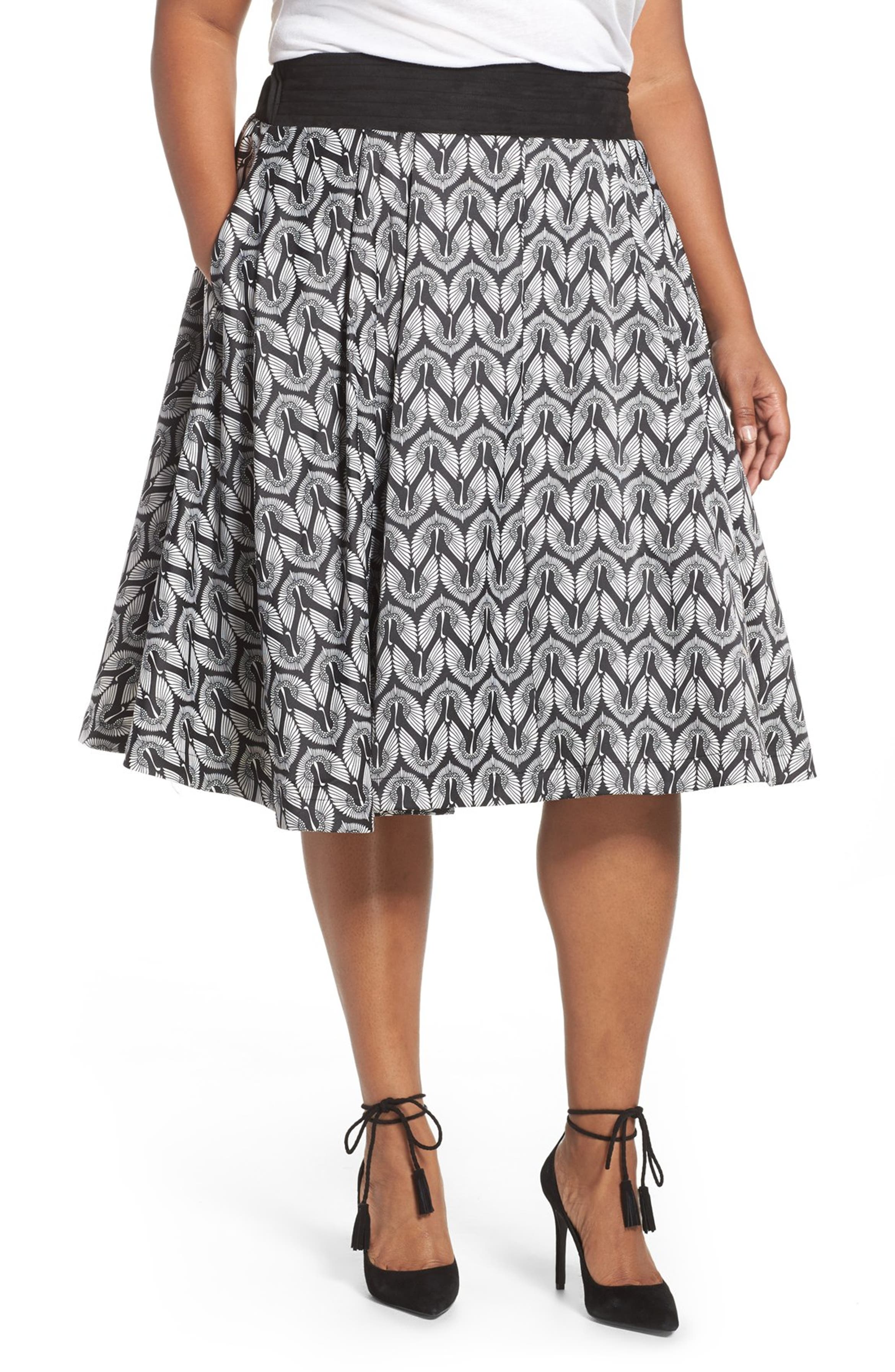 Melissa McCarthy Seven7 Bird Print Full Skirt (Plus Size) | Nordstrom