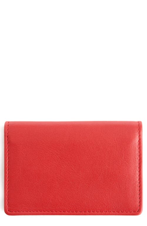 ROYCE New York Personalized Leather Card Case in Red- Silver Foil 