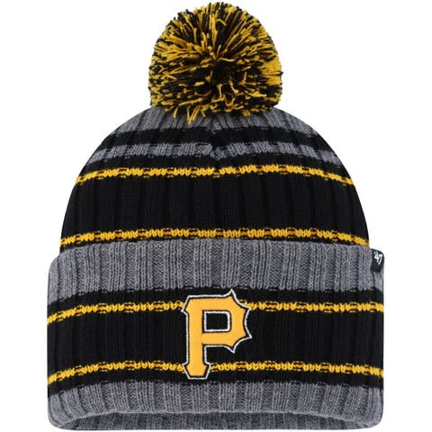 Men's Fanatics Branded Black/Natural Pittsburgh Pirates Hometown Slogan Cuffed Knit Hat with Pom