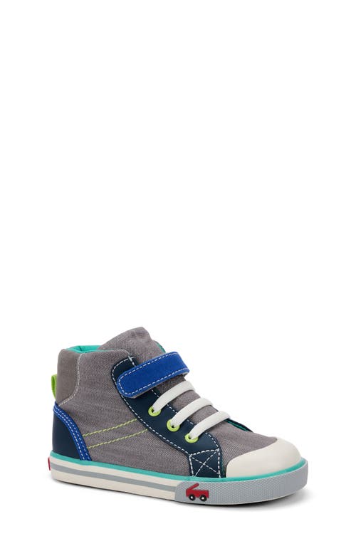 See Kai Run Dane High Top Sneaker in Gray Denim/Blue at Nordstrom, Size 6 M