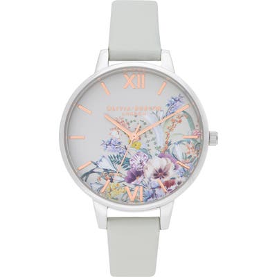Olivia Burton Enchanted Garden Faux Leather Strap Watch,