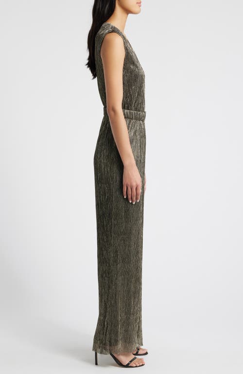 HALOGENR HALOGEN(R) METALLIC V-NECK JUMPSUIT 