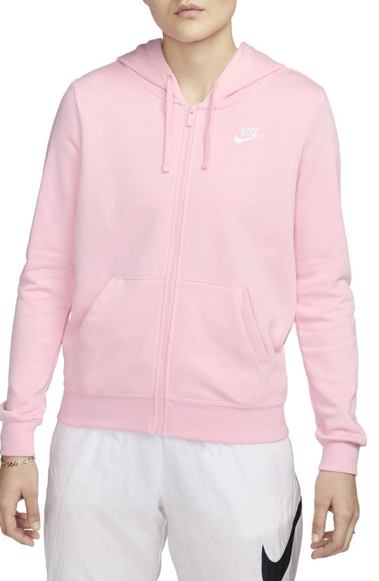Nike Women's  Sportswear Club Fleece Full-zip Hoodie In Medium Soft Pink/ White