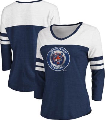 Women's Detroit Tigers Navy Oversized Spirit Jersey V-Neck T-Shirt