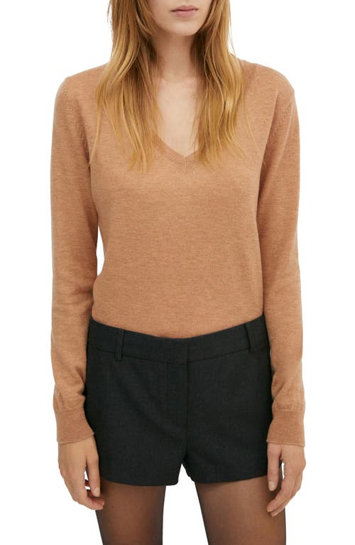 MANGO V-Neck Wool Sweater in Medium Brown at Nordstrom, Size X-Small