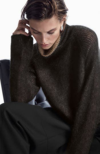 Two Tone Mohair Blend Turtleneck