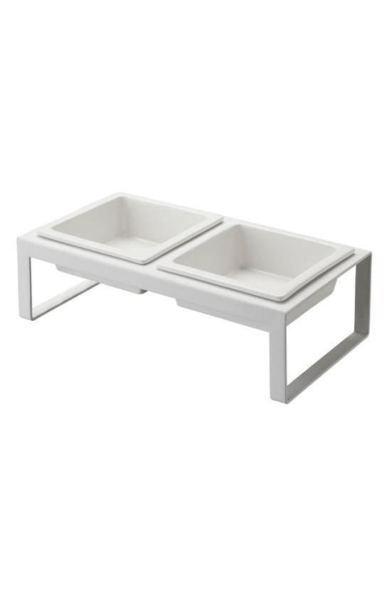 Yamazaki Pet Food Bowls & Stand In White