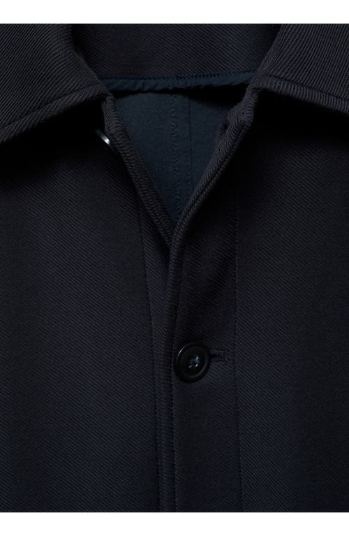 Shop Mango Daniel Cotton Blend Twill Overshirt In Dark Navy