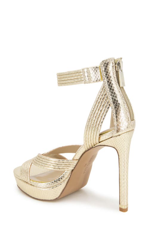 Kenneth Cole Nadine Ankle Strap Platform Sandal In Gold Snake