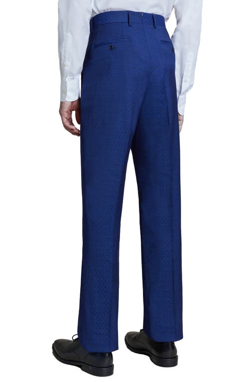 Shop Santorelli Flat Front Stretch Wool Dress Pants In Navy