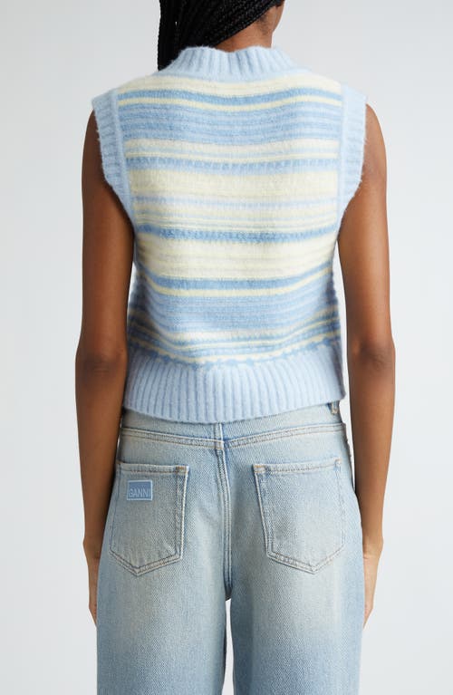 Shop Ganni Stripe Alpaca Blend Sweater Vest In Skyway