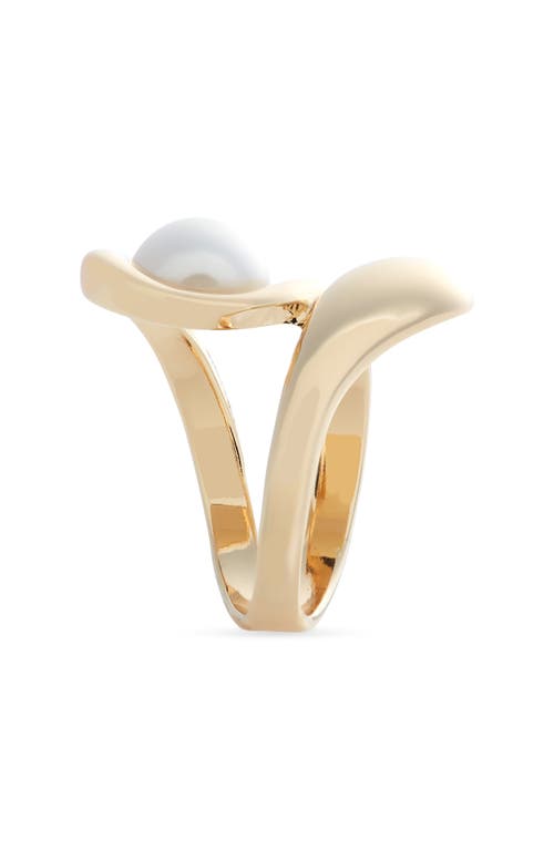 Shop Nordstrom Nested Faux Pearl Wrap Ring In White- Gold