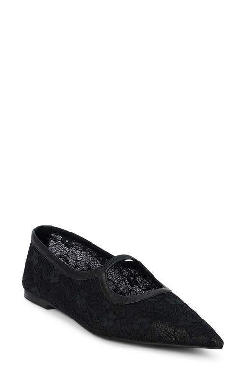 Shop Matisse Fleur Pointed Toe Flat In Black Lace