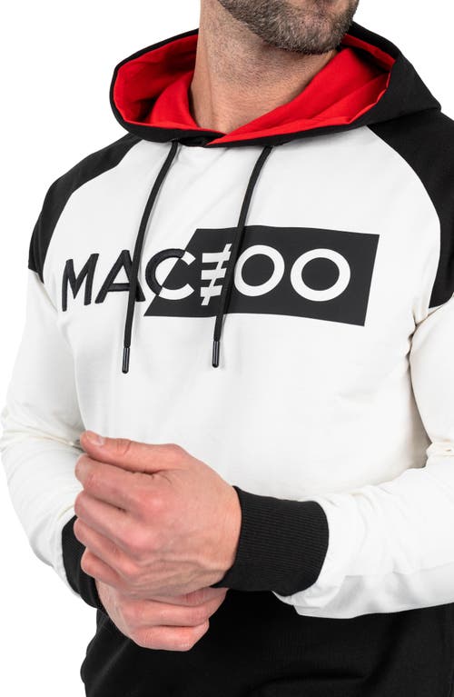 Maceoo Colorblock Logo Graphic Hoodie In White