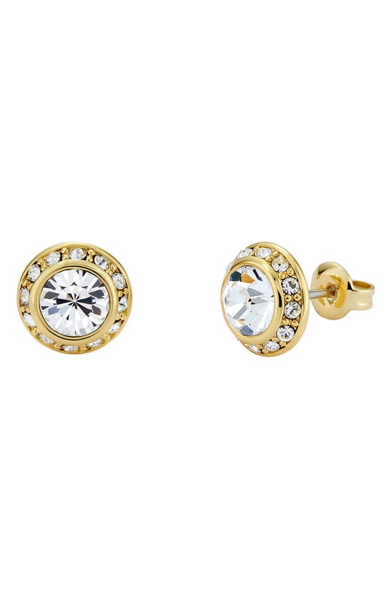 Shop Ted Baker Soletia Solitaire Crystal Halo Stud Earrings In Gold Tone Clear Crystal