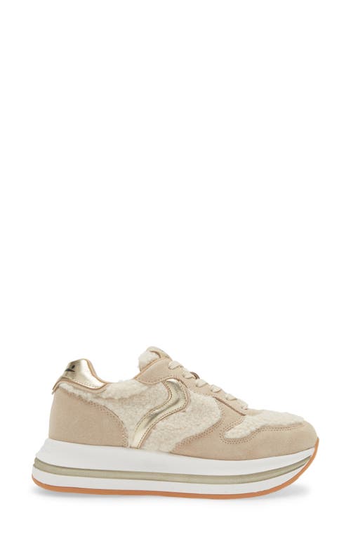 Shop Voile Blanche Merry Curly Faux Shearling Sneaker In Beige