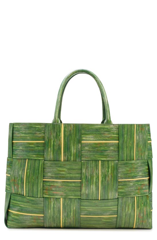 Shop Bottega Veneta Large Arco Intreccio Leather Tote In Raintree/seagrass/sherbert