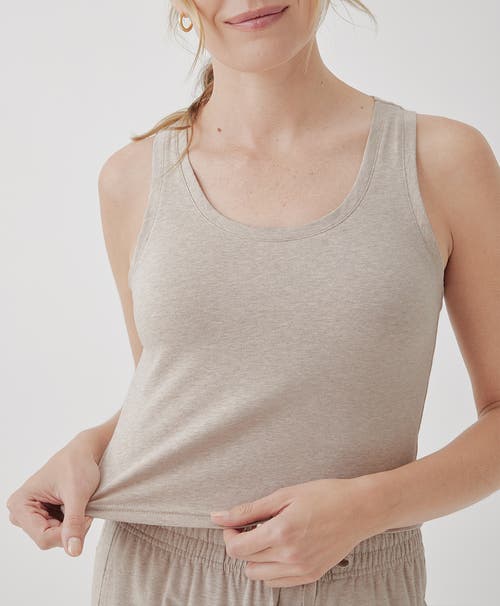Pact Organic Cotton Cool Stretch Fitted Lounge Tank In Oat Heather
