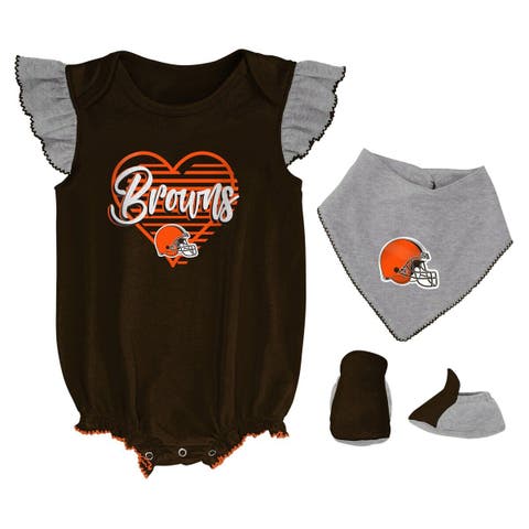 NFL 3-Piece Baby Girls Cleveland Browns Bodysuit, Pant, and Cap Set - 3-6mo