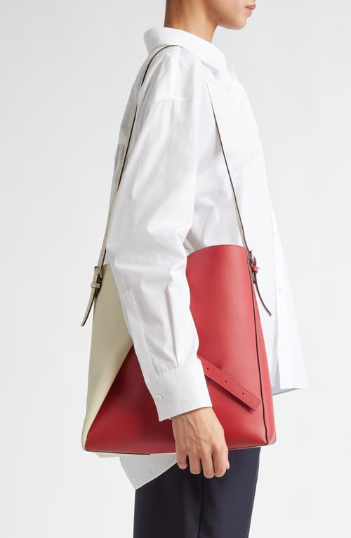 Marni Reverse Leather Hobo Bag In Berry/red